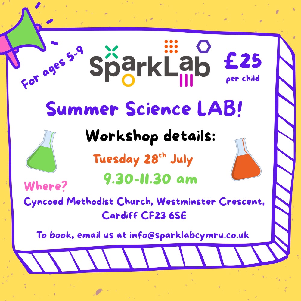 Summer Science Lab at Cyncoed Methodist Church Tuesday 28th July 2026
